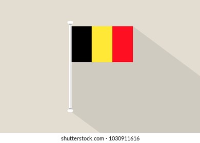 Belgium flag with flagpole,vector illustration