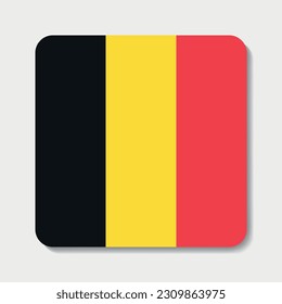 Belgium flag flat icon. Square vector element with shadow underneath. Best for mobile apps, UI and web design.