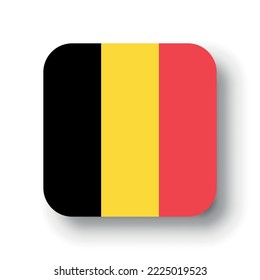 Belgium flag - flat vector square with rounded corners and dropped shadow.