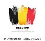 Belgium flag. Freehand black, yellow and red brush strokes. Vector illustration isolated on white background. Belgian flag colorful logo.