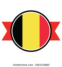 Belgium flag in glossy round button of icon. 
flag logo of Belgium emblem isolated on white background, Belgium national concept sign, Vector illustration.