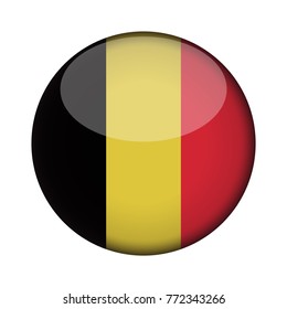 belgium Flag in glossy round button of icon. belgium emblem isolated on white background. National concept sign. Independence Day. Vector illustration.