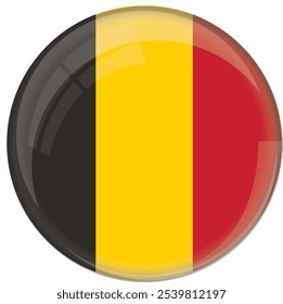  Belgium flag with glossy rounded button for football team and national emblem