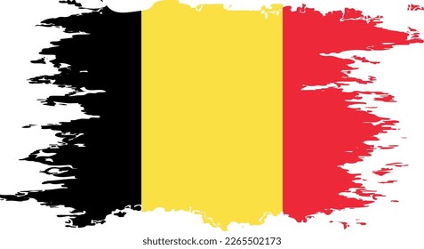Belgium flag grunge brush color image, vector