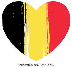 Belgium flag in grunge heart shape
