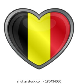 Belgium Flag Heart Glossy Button 