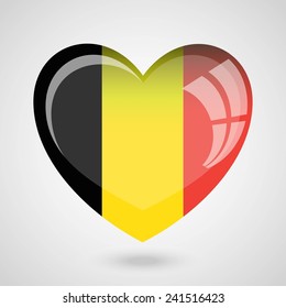Belgium Flag Heart Glossy Button