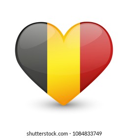 Belgium Flag Heart Love Emoji Icon Object Symbol Gradient Vector Art Design Cartoon Isolated 