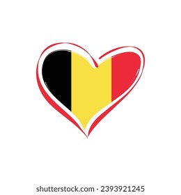 Belgium flag with a heart shape, isolated on a white background for Belgium Independence Day. Vector illustration.