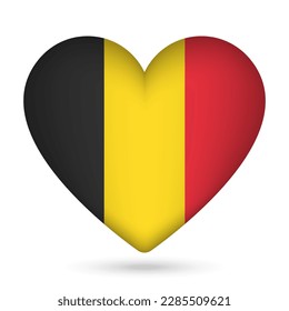 Belgium flag in heart shape. Vector illustration.