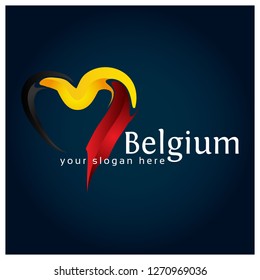 Belgium flag Heart stock vector. Vector illustration on blue gradient background.