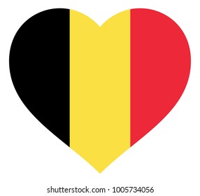 belgium flag in heart vector illustration sign. Flag of belgium in the shape of Heart with contrasting contour, symbol of love for his country or valentine day, patriotism.