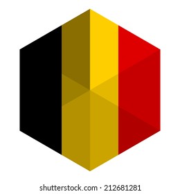 Belgium Flag Hexagon Flat Icon Button