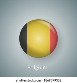Belgium flag icon circle 3d gradient isolated
