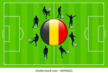 belgium Flag Icon Internet Button with Soccer Match Original Vector Illustration