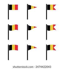 belgium flag icon with pole symbol vector illustration