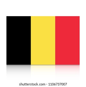 Belgium flag icon with reflection isolated on white background.