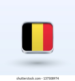 Belgium flag icon square form on gray background. Vector illustration.