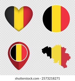 Belgium Flag Icons Pack. Vector illustration.