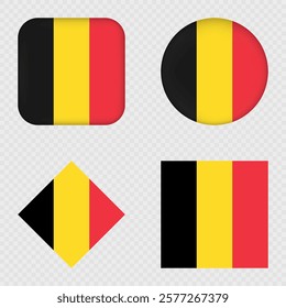 Belgium Flag Icons Pack. Vector illustration.