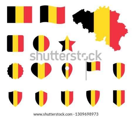 Belgium flag icons set, belgian flag symbol Foto stock © 