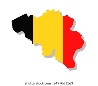 Belgium - Flag inscribed in the contour of the country. Vector illustration.