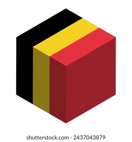 Belgium flag - isometric 3D cube isolated on white background. Vector object.