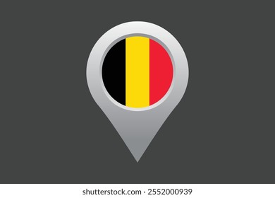 Bandeira da Bélgica com sinal de localização, Bandeira da Bélgica símbolo nacional ilustração Vetor, Retângulo Bélgica bandeira ilustração, Vetor plano ilustração
