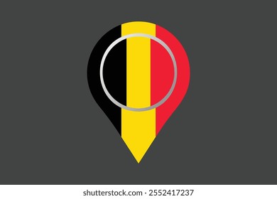 Bandeira da Bélgica com sinal de localização, Bandeira da Bélgica símbolo nacional ilustração Vetor, Retângulo Bélgica bandeira ilustração, Vetor plano ilustração
