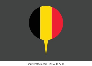 Bandeira da Bélgica com sinal de localização, Bandeira da Bélgica símbolo nacional ilustração Vetor, Retângulo Bélgica bandeira ilustração, Vetor plano ilustração
