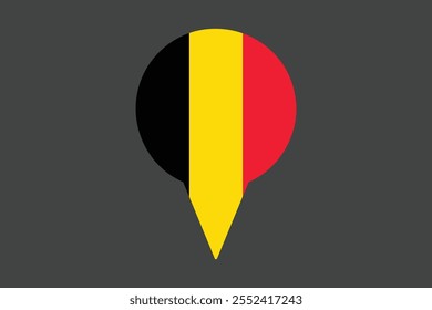 Bandeira da Bélgica com sinal de localização, Bandeira da Bélgica símbolo nacional ilustração Vetor, Retângulo Bélgica bandeira ilustração, Vetor plano ilustração
