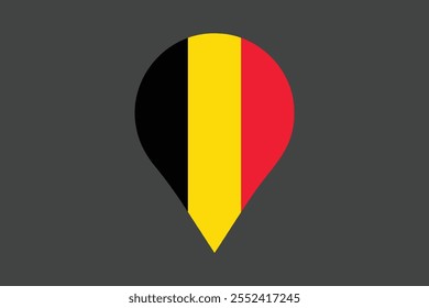 Bandeira da Bélgica com sinal de localização, Bandeira da Bélgica símbolo nacional ilustração Vetor, Retângulo Bélgica bandeira ilustração, Vetor plano ilustração
