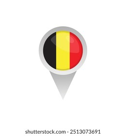 Belgium Flag And Location Sign Vector Design.