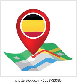 Belgium Flag and Location Symbol Design