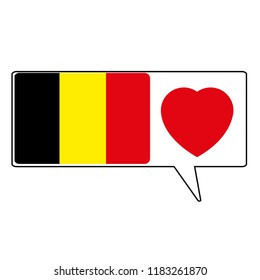 Belgium flag love vector, message and like