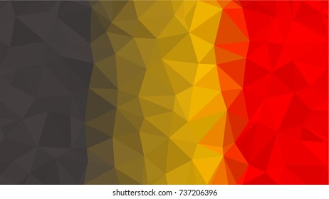 Belgium flag low poly style. Yellow red black