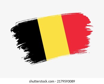 Belgium flag made in textured brush stroke. Patriotic country flag on white background