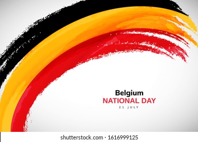 Belgium flag made in watercolor brush stroke background. Independence day of Belgium. Creative Belgium national country flag icon. Abstract watercolor painted grunge brush flag background.