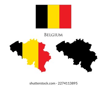 BELGIEN-FLAGE und Kartengrafik, Vektorgrafik 