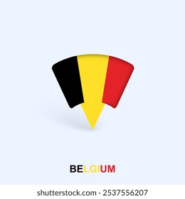 Belgium Flag Map Pointer Design with Shadow. Vector illustrator.