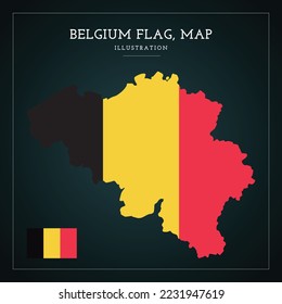 Belgium flag map vector illustration