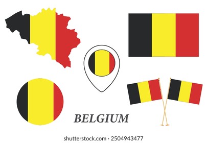 Belgium Flag Map vector illustration