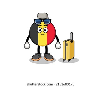 belgium flag mascot doing vacation