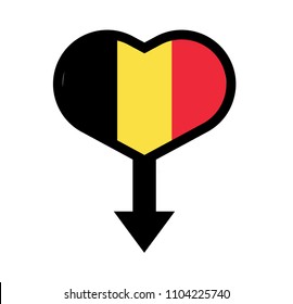 Belgium flag and navigation icon.Belgium  here. map pointer