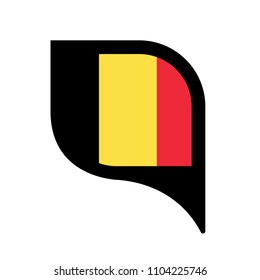 Belgium flag and navigation icon.Belgium  here. map pointer