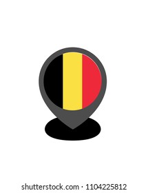 Belgium flag and navigation icon.Belgium  here. map pointer