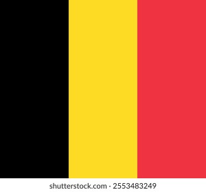 Belgium flag in official colors, dimensions and aspect ratio. Vector flag symbolizing national pride, identity, heritage, patriotism and authority