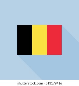 Belgium flag in official proportions, flat design with long shadow