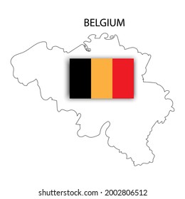 Belgiumflagge auf Karte. Nationales Flaggengrafik-Design. Europa-Karte, Vektor. Vektorgrafik. Stockbild. E