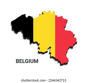 Bandera de Bélgica en la ilustración de vectores de mapas